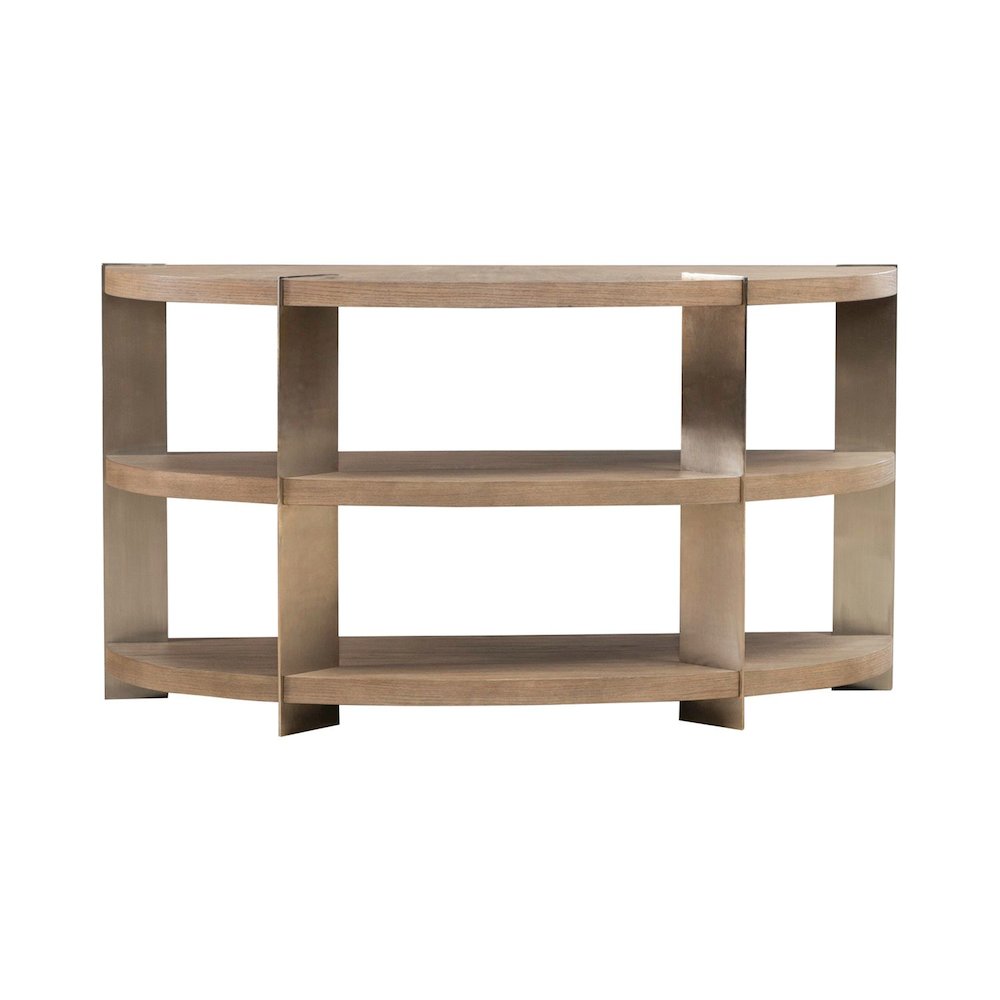 Harlow Living Room Sofa Table  - Sandstone & Satin Nickel