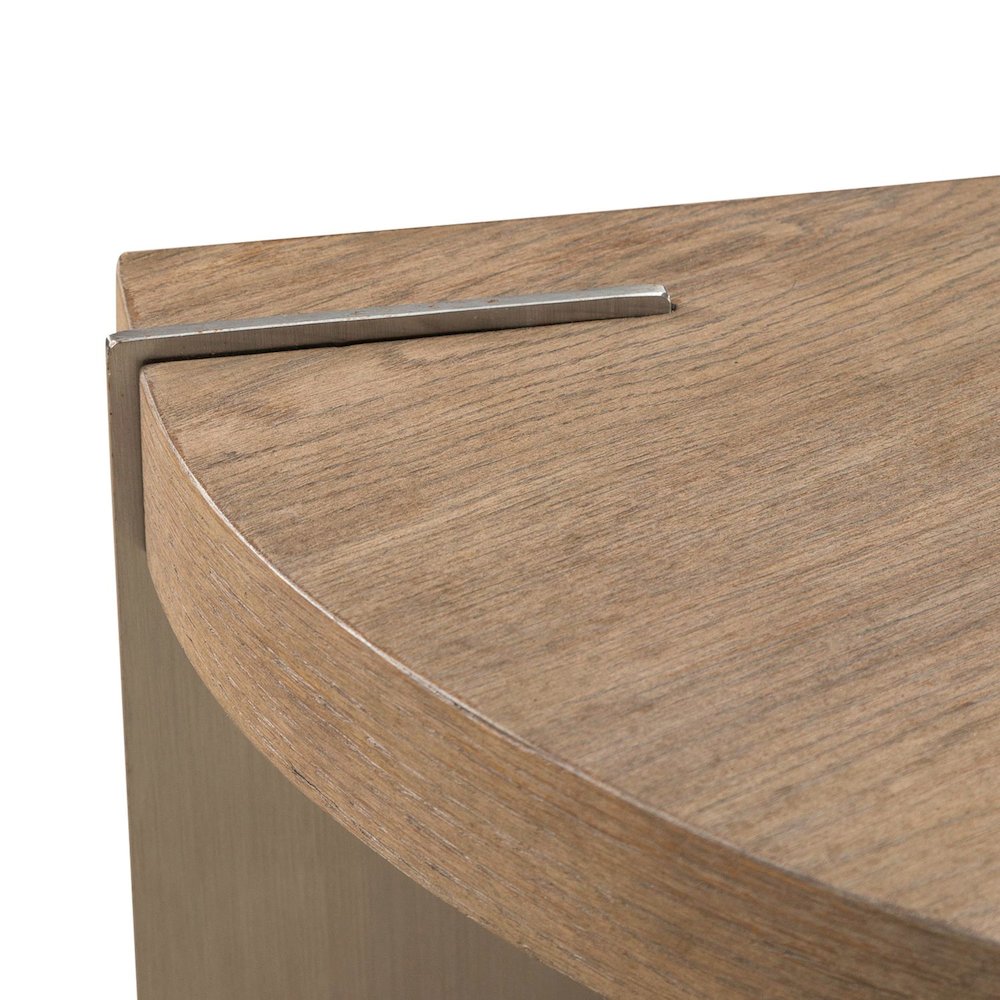 Harlow Living Room Sofa Table  - Sandstone & Satin Nickel