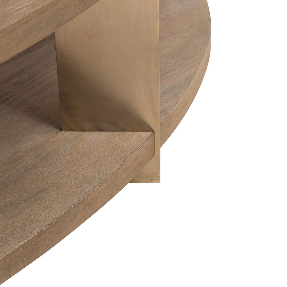 Harlow Living Room Sofa Table  - Sandstone & Satin Nickel