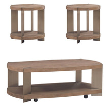 3 Piece Set - Oval Cocktail Table, 2 End Tables - Sandstone & Satin Nickel