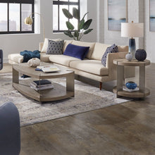 3 Piece Set - Oval Cocktail Table, 2 End Tables - Sandstone & Satin Nickel