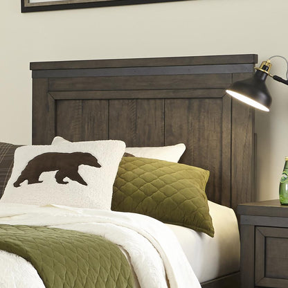 Thornwood Hills Twin Panel Headboard in Rock Beaten Brown w/ Saw Cuts