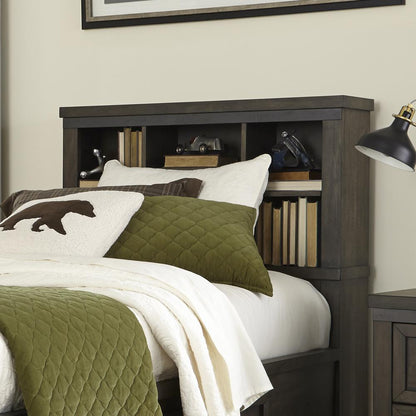 Thornwood Hills Twin Panel Headboard in Rock Beaten Brown w/ Saw Cuts