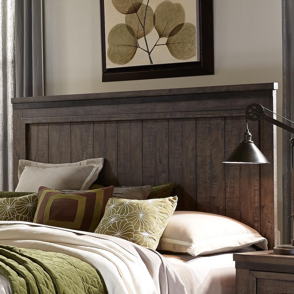Thornwood Hills Queen Panel Headboard in Rock Beaten Brown w/ Saw Cuts
