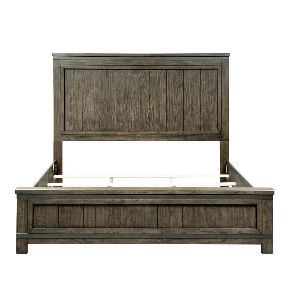 Thornwood Hills Queen Panel Headboard in Rock Beaten Brown w/ Saw Cuts