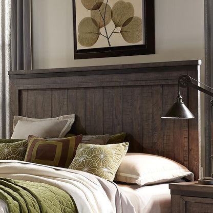 Thornwood Hills King Panel Headboard in Rock Beaten Brown w/ Saw Cuts