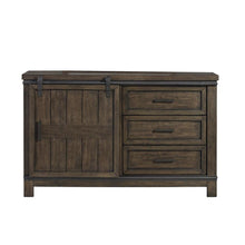 Thornwood Hills Barn Door Dresser in Rock Beaten Brown w/ Saw Cuts