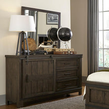 Thornwood Hills Barn Door Dresser in Rock Beaten Brown w/ Saw Cuts