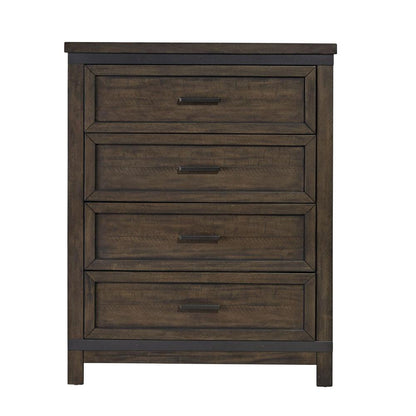 Thornwood Hills 4 Drawer Chest in Rock Beaten Brown w/ Saw Cuts