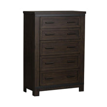 Thornwood Hills 5 Drawer Chest in Rock Beaten Brown w/ Saw Cuts