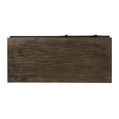 Thornwood Hills Sliding Door Chest in Rock Beaten Brown w/ Saw Cuts