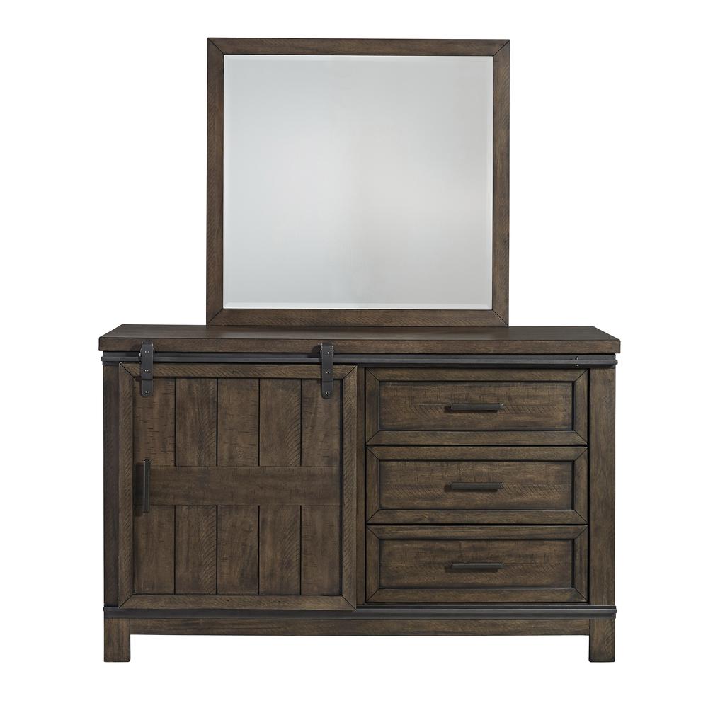 Thornwood Hills Mirror in Rock Beaten Brown w/ Saw Cuts