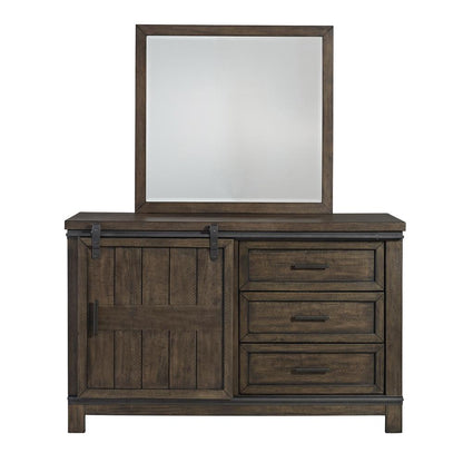 Thornwood Hills Mirror in Rock Beaten Brown w/ Saw Cuts