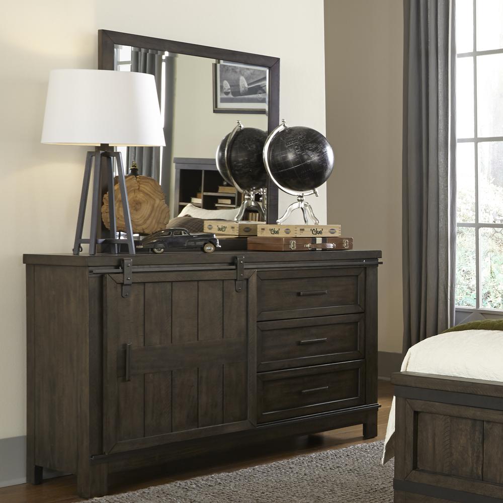 Thornwood Hills Mirror in Rock Beaten Brown w/ Saw Cuts