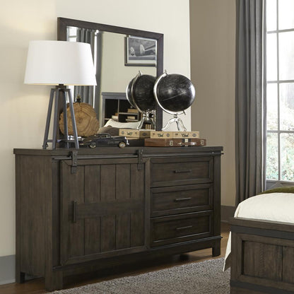 Thornwood Hills Mirror in Rock Beaten Brown w/ Saw Cuts
