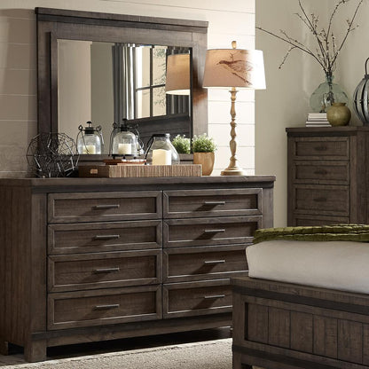 Thornwood Hills Mirror in Rock Beaten Brown w/ Saw Cuts