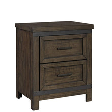 Thornwood Hills 2 Drawer Night Stand in Rock Beaten Brown w/ Saw Cuts
