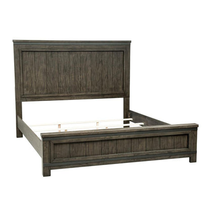Thornwood Hills King California Panel Bed in Rock Beaten Brown w/ Saw Cuts