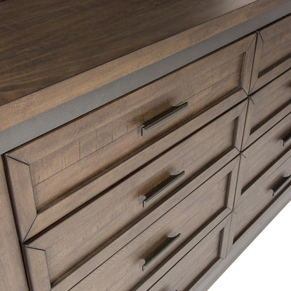 Thornwood Hills Dresser & Mirror in Rock Beaten Brown w/ Saw Cuts