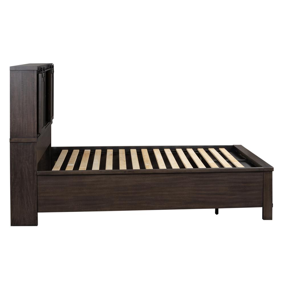 Thornwood Hills King Bookcase Bed in Rock Beaten Brown w/ Saw Cuts