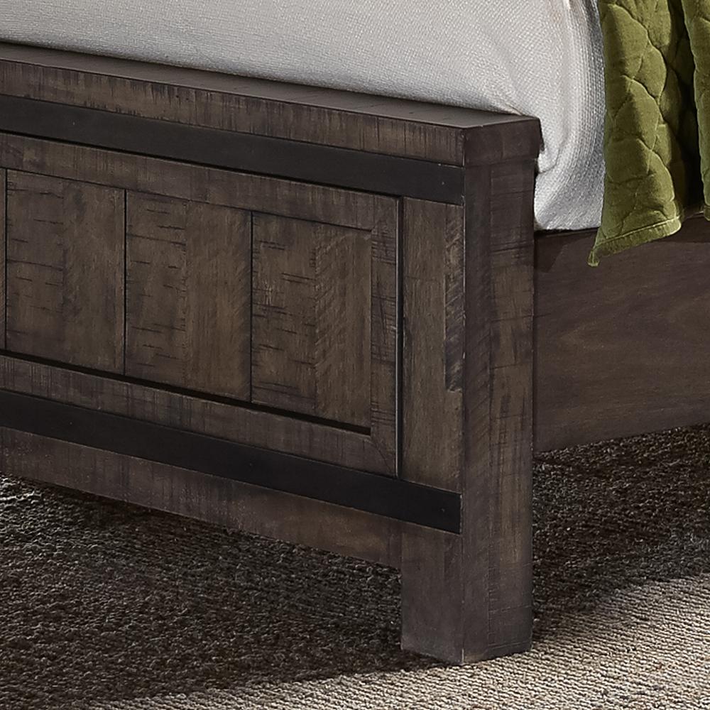 Thornwood Hills King Panel Bed in Rock Beaten Brown w/ Saw Cuts