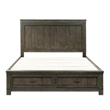 Thornwood Hills King Storage Bed in Rock Beaten Brown w/ Saw Cuts