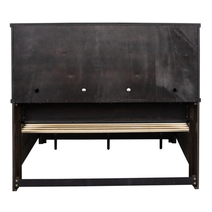 Thornwood Hills Queen Bookcase Bed in Rock Beaten Brown w/ Saw Cuts