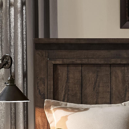 Thornwood Hills Queen Storage Bed in Rock Beaten Brown w/ Saw Cuts
