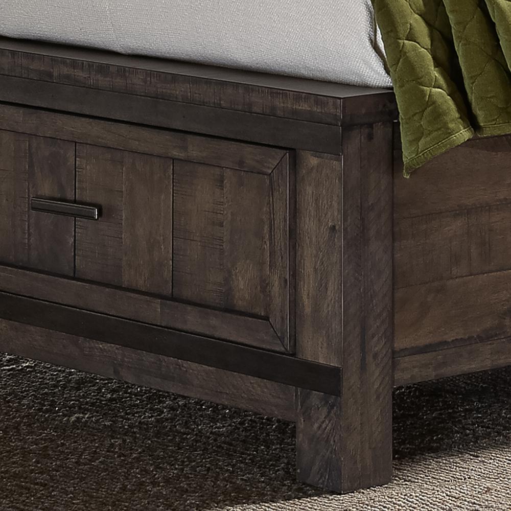 Thornwood Hills Queen Storage Bed in Rock Beaten Brown w/ Saw Cuts