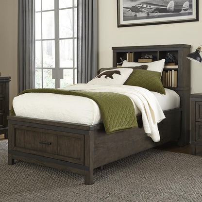 Thornwood Hills Full Bookcase Bed in Rock Beaten Brown w/ Saw Cuts