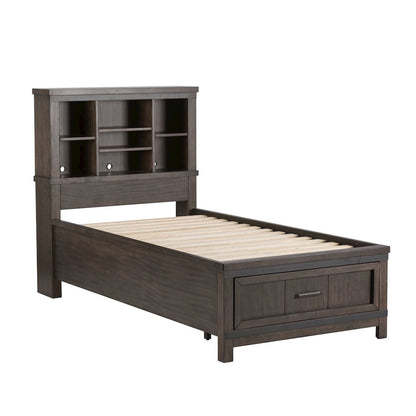 Full Bookcase Bed, Dresser & Mirror in Rubberwood Solids and Mango Veneers