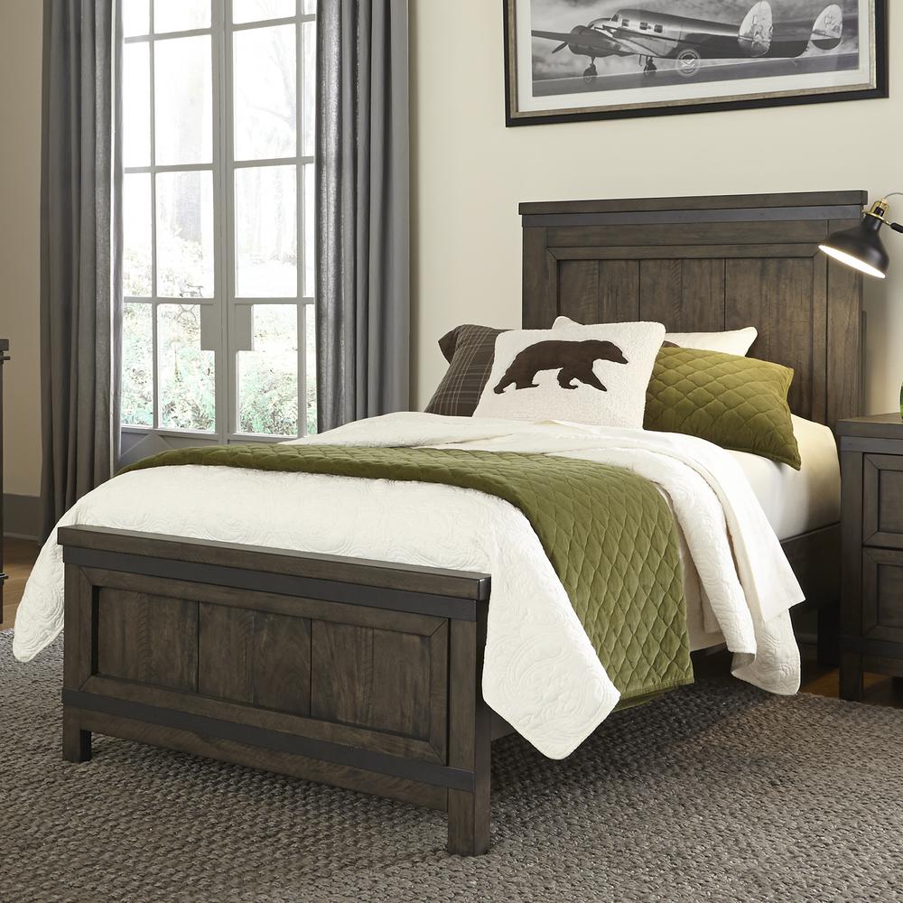 Thornwood Hills Full Panel Bed in Rock Beaten Brown w/ Saw Cuts