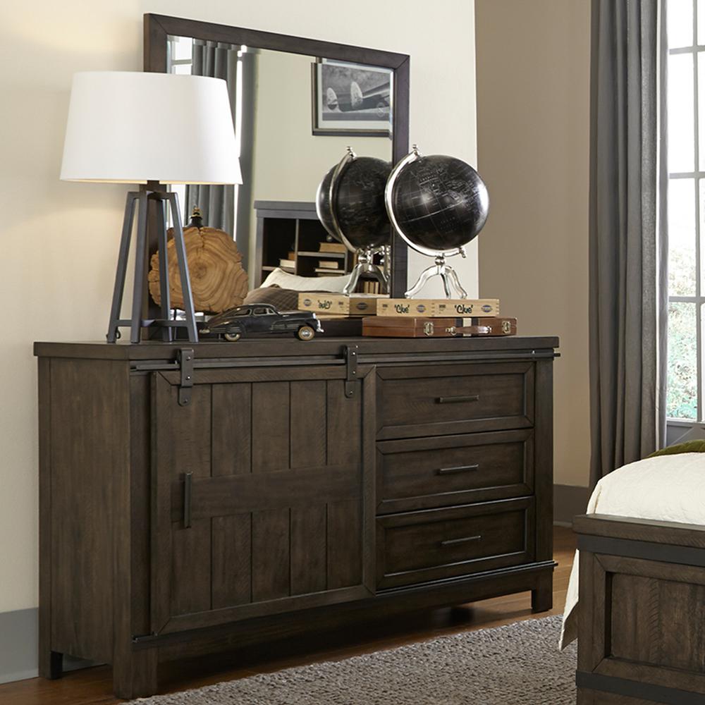Thornwood Hills Twin Panel Bed in Rock Beaten Brown w/ Saw Cuts