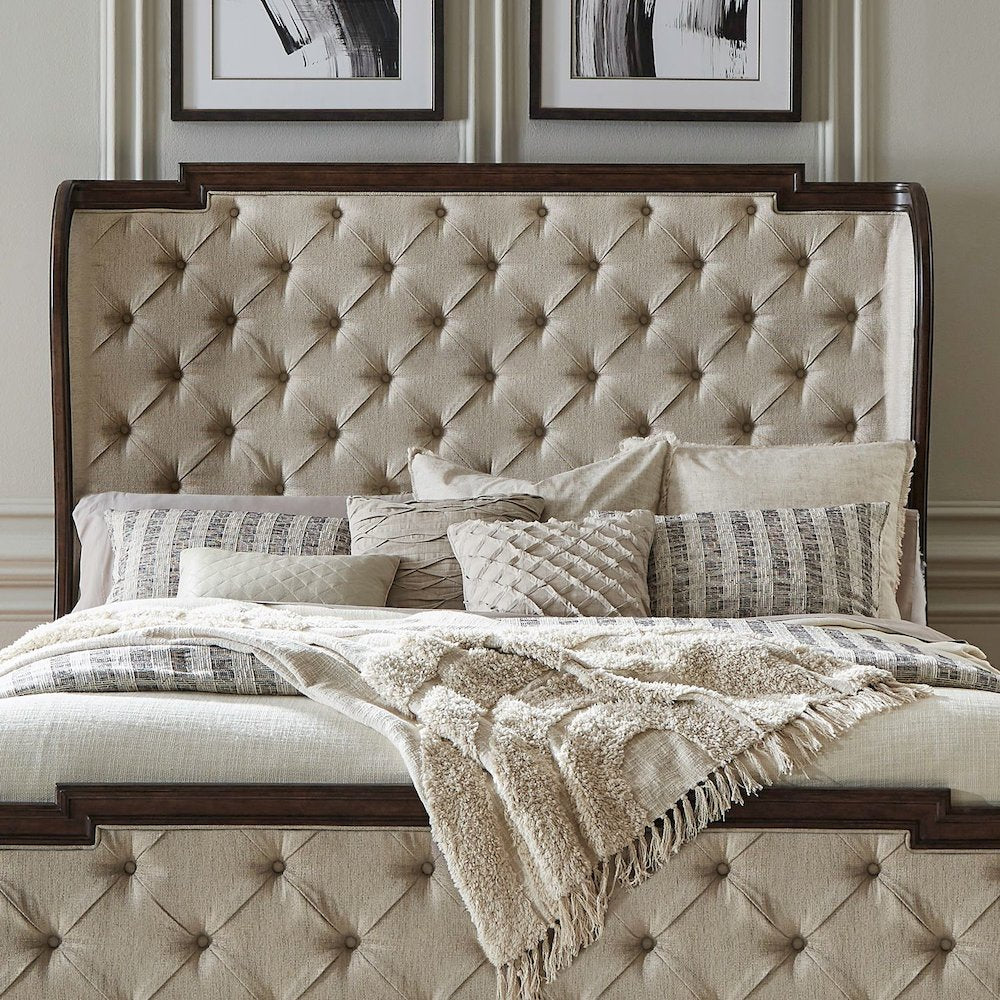 Provence Park Queen Upholstered Shelter Bed Headboard - Chateau Brown