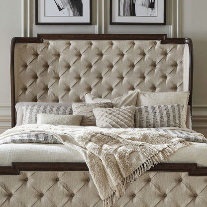 Provence Park King Upholstered Shelter Bed Headboard - Chateau Brown