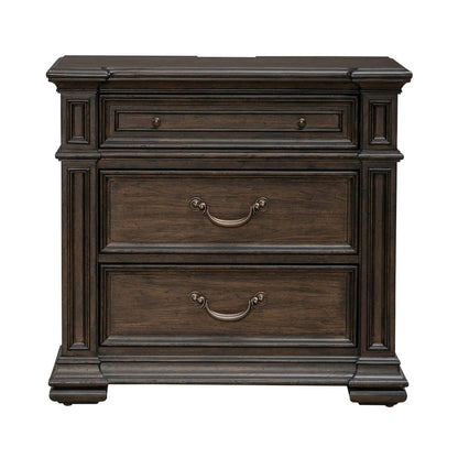 Providence Park Bedroom Nightstand with AC USB Charging Station - Chateau Brown