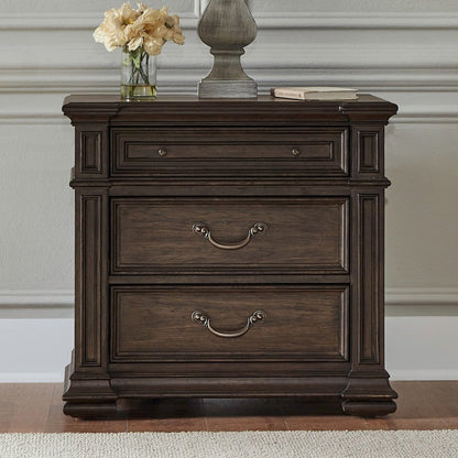 Providence Park Bedroom Nightstand with AC USB Charging Station - Chateau Brown