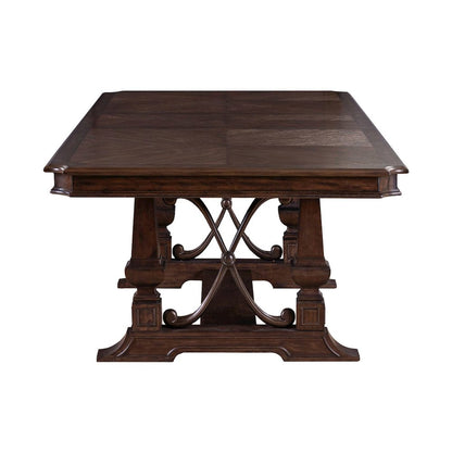 Table for Dining Room with 20" Self Storing Leaf - Chateau Brown Hickory Wood