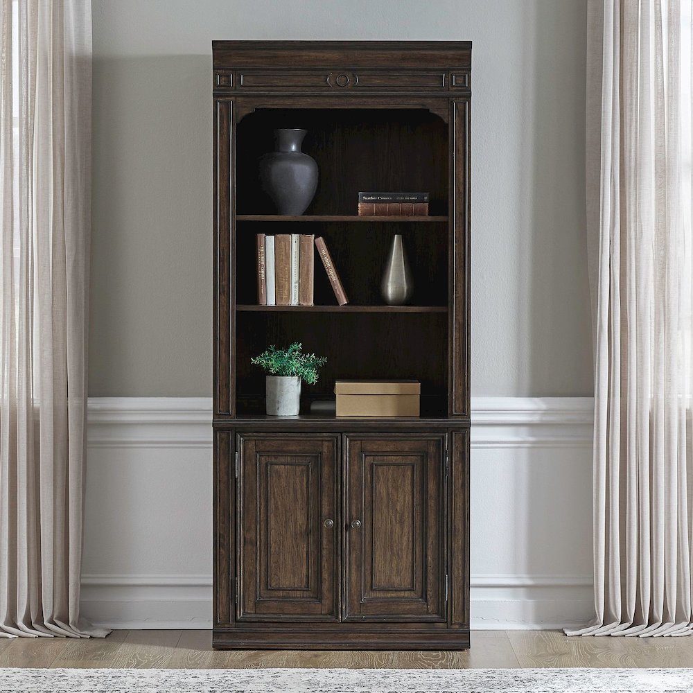 Bookcase Home Office Adjustable Shelves Display with Storage - Chateau Brown