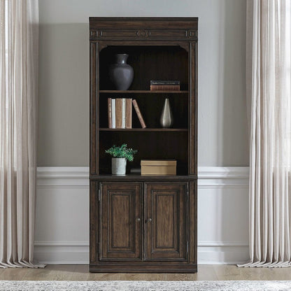 Bookcase Home Office Adjustable Shelves Display with Storage - Chateau Brown