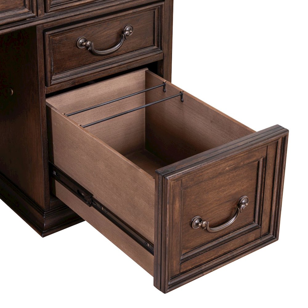 Executive Credenza Desk with Locking File Storage Drawers Home Office