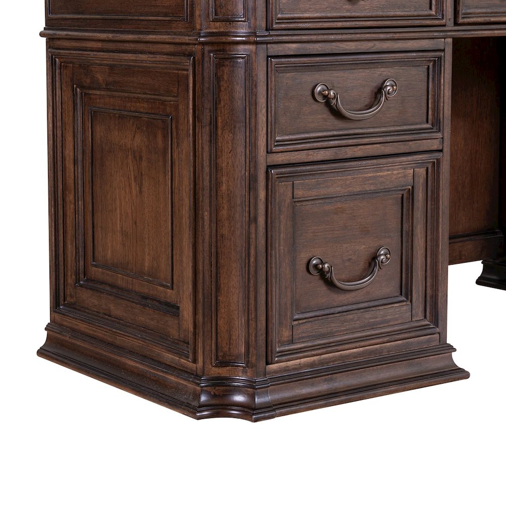 Executive Credenza Desk with Locking File Storage Drawers Home Office