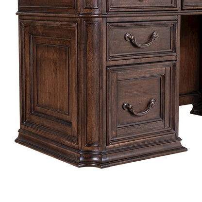 Executive Credenza Desk with Locking File Storage Drawers Home Office
