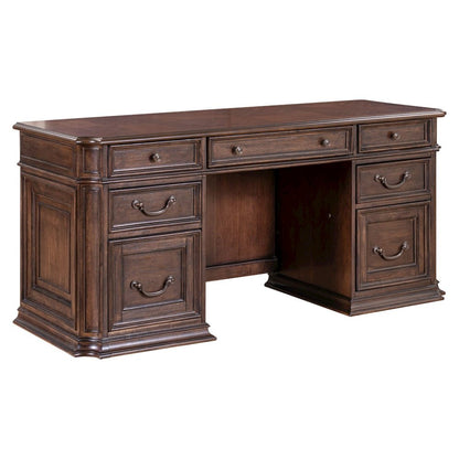 Executive Credenza Desk with Locking File Storage Drawers Home Office
