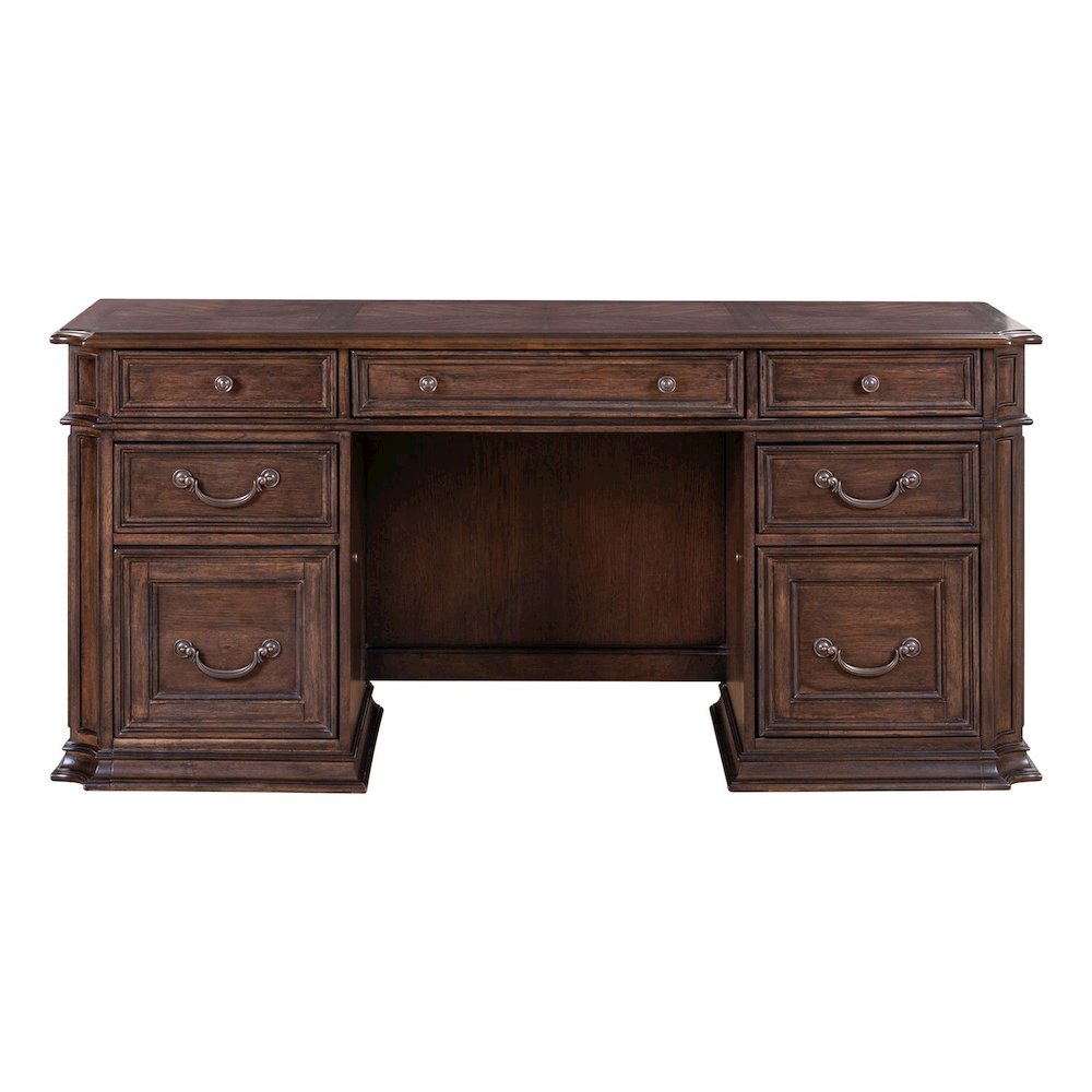 Executive Credenza Desk with Locking File Storage Drawers Home Office