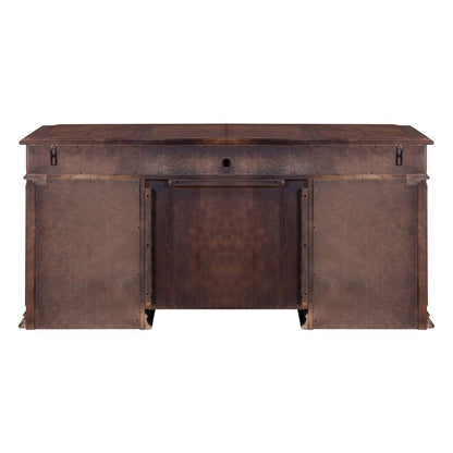 Executive Credenza Desk with Locking File Storage Drawers Home Office