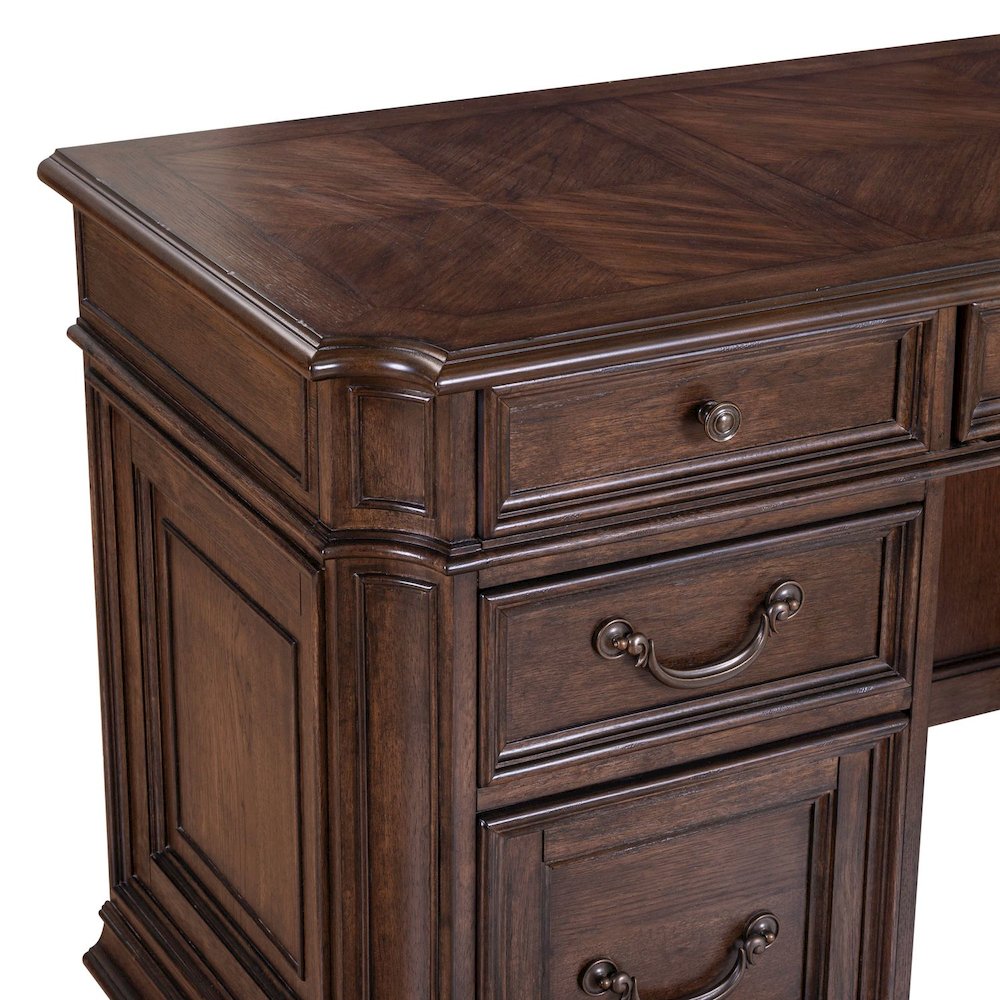 Executive Credenza Desk with Locking File Storage Drawers Home Office