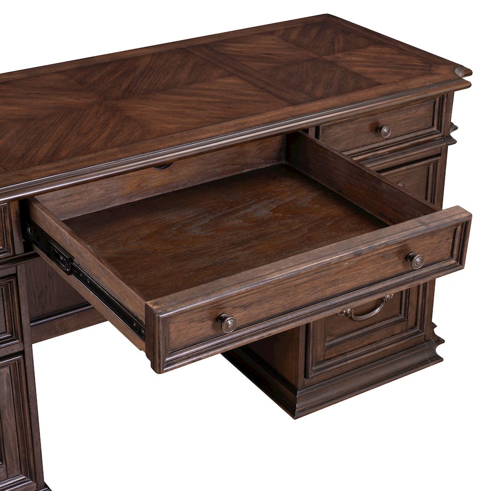 Executive Credenza Desk with Locking File Storage Drawers Home Office