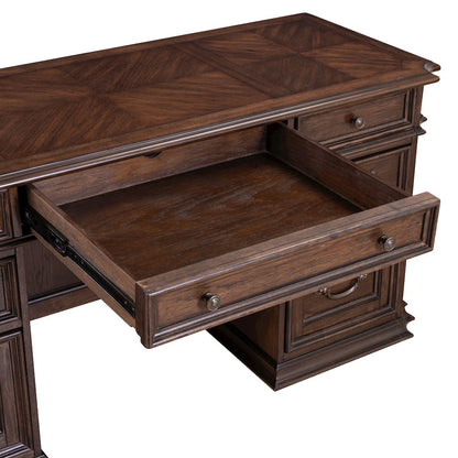 Executive Credenza Desk with Locking File Storage Drawers Home Office