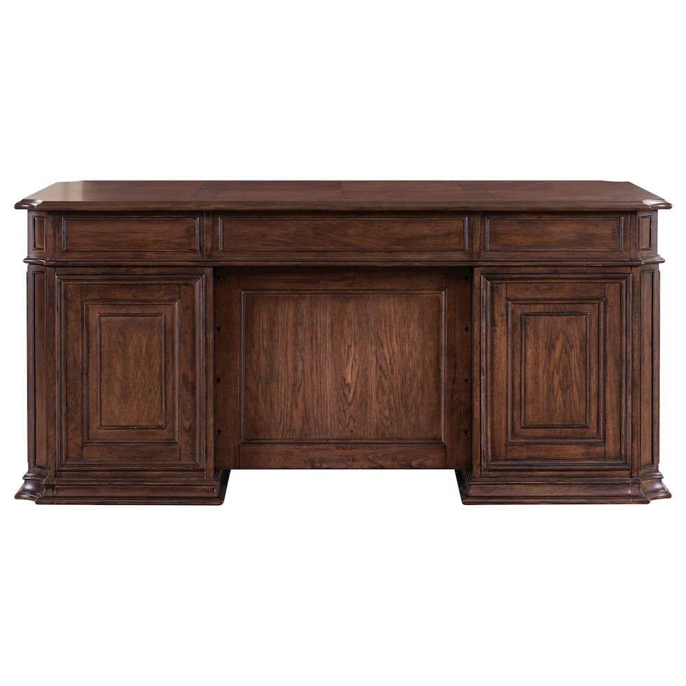 5 Pc Executive Set - Desk, Credenza Desk & Hutch with LED Touch Light, Brown